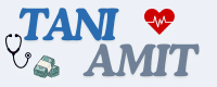 logo taniamit.com heart and stethoscope representing doctor taniya & money representing banker amit